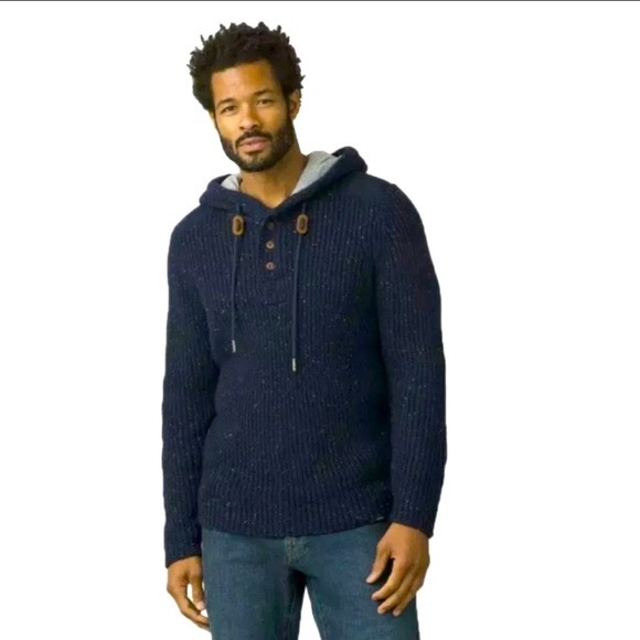 prana men's hooded henley sweater